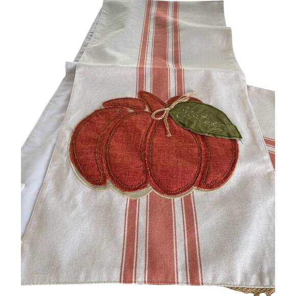 Splendid Home Embroidered Pumpkin Harvest Fall Table Runner 72" Length Set of 2 - Picture 6 of 6